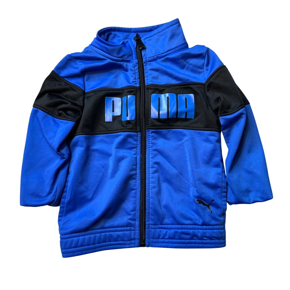 Puma Track Jacket Toddler 24M Blue Black Full Zip Athletic Sporty Sweatshirt